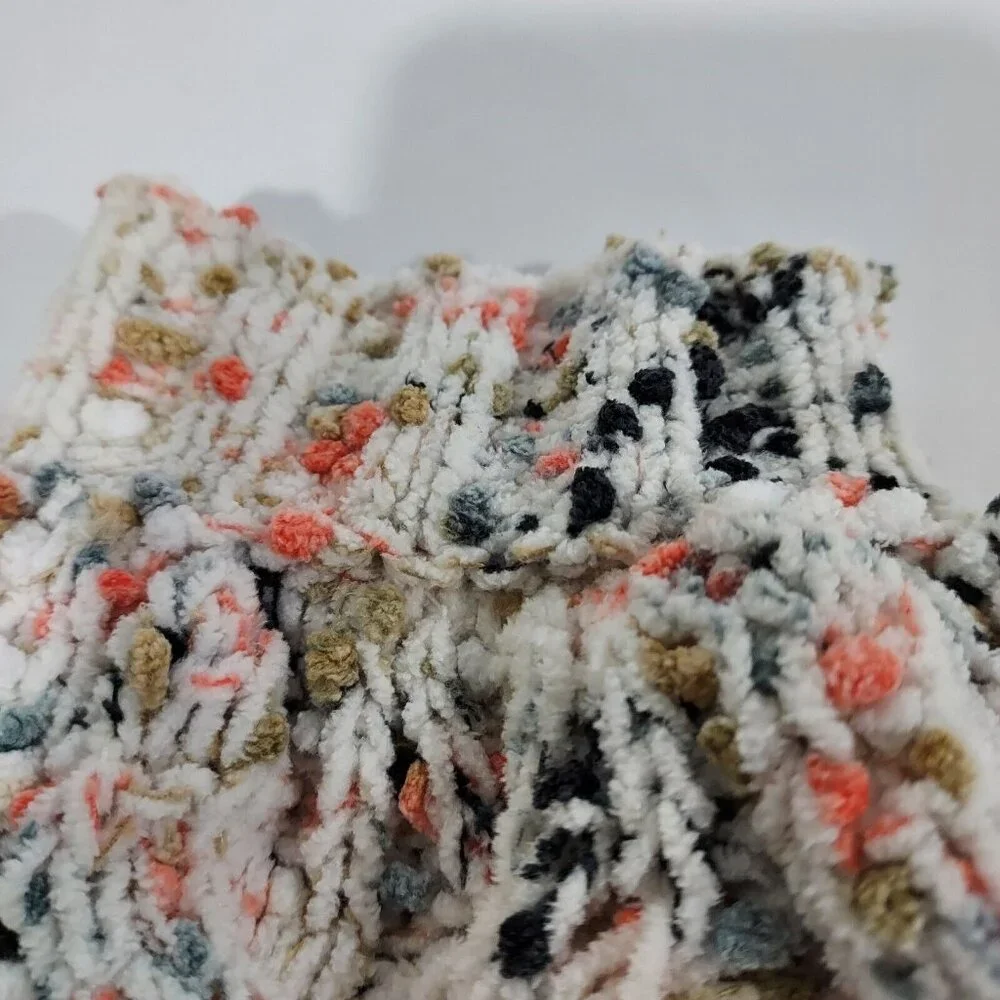 Jessica Simpson White Confetti Multi-Color Cropped Knit Sweater Ribbed Cuff Larg - Picture 11 of 14